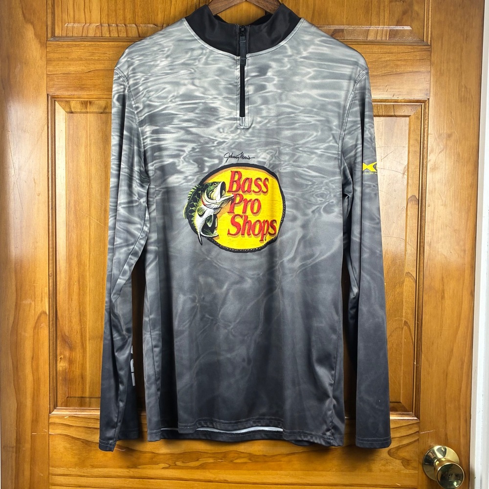 Bass Pro Shops Johnny Morris Fishing Shirt Mens M Quarter Zip Moisture Wicking